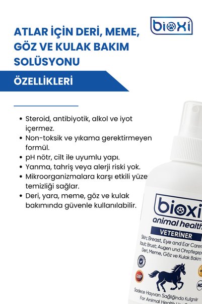 Bioxi Animal Health, Leather, Breast, Eye and Ear Care Solution for Horses Steroid-Free & Antibiotic-Free 250 ml