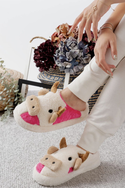 morscho نعال منزلية مريحة، غير قابلة للانزلاق، لا تصدر أصواتًا، مبطنة بالقطيفة من الداخل، على شكل بقرة