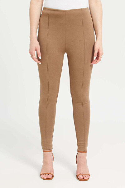 REDTAG Women Brown Single Pleated Leggings