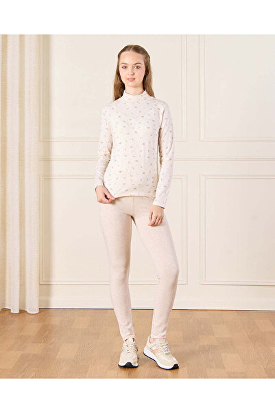 REDTAG Girls Plain Beige Basic Leggings