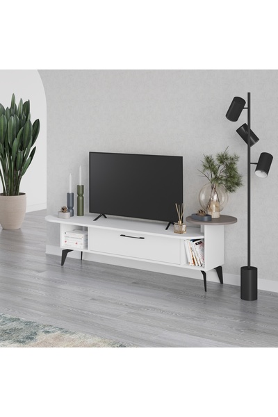 Mourah Home حامل تلفزيون موراه آدا حتى 60 بوصة - أبيض/موكا فاتح