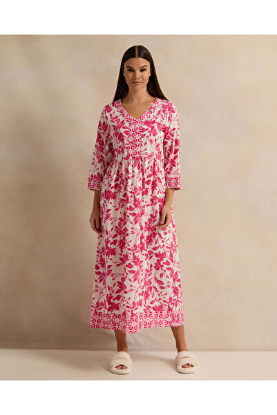 REDTAG قميص نوم نسائي باللون الأبيض والفوشيا