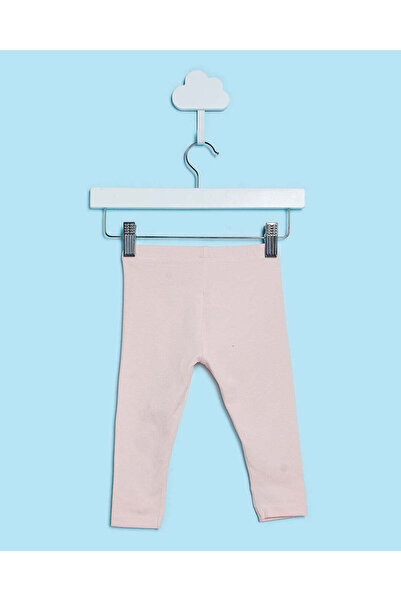 REDTAG Infant Girls Apricot Plain Leggings With Bow Hem