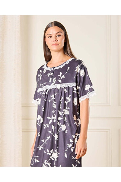 REDTAG Women Charcoal Printed Nightgown