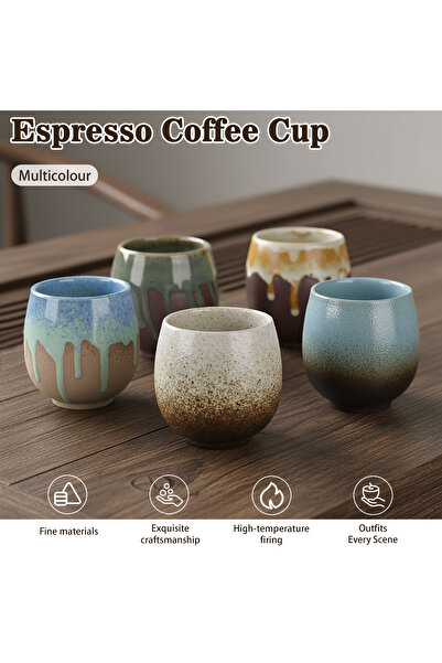 Sinyin Ceramic Cup Set, 5-Piece Artistic Glaze Tea/Coffee Cups with Gift Box
