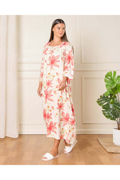 REDTAG Women Cream Printed Nightgown