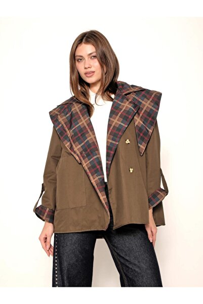 Coral Pelerinli Çift Taraflı Trençkot 36834 Haki