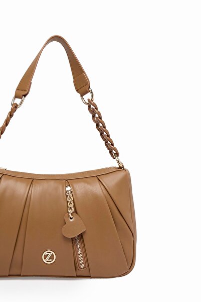 Zühre Ruched Detail Tan Bag Z0031