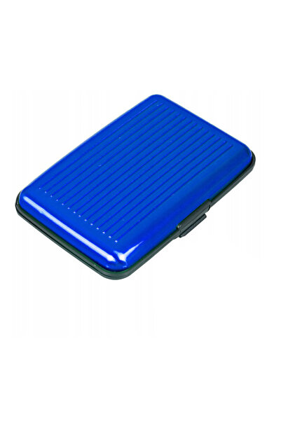 zola Stainless metal card holder, blue, secure, 11 x 7.5 x 2 cm