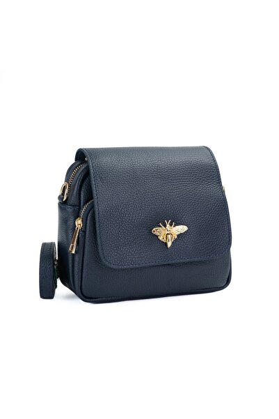 Posete Fagaras Simone Leather Purse - Navy Blue, 2 Compartments, 2 Pockets, A...