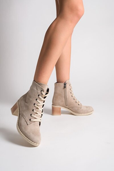 Zerenyus Dıanax Lace Up με φερμουάρ Ορθοπεδική σόλα Αδιάβροχη και Ψυχρή Ανθεκτική Γυναικείες Μπότες Suede με τακούνι Tt Skin