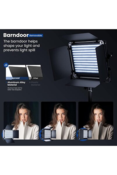 NEEWER 2 Pieces Bi-color 660 LED Video Light and Stand Kit