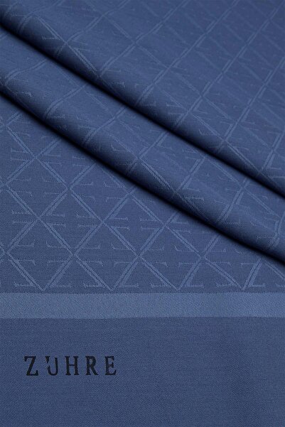 Zühre Monogram Patterned Indigo Shawl 0053