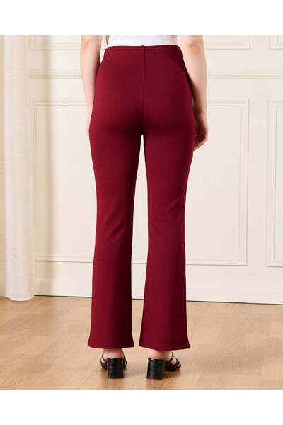 REDTAG Senior Girls Burgundy Flared Ponte Leggings With Front Buttons
