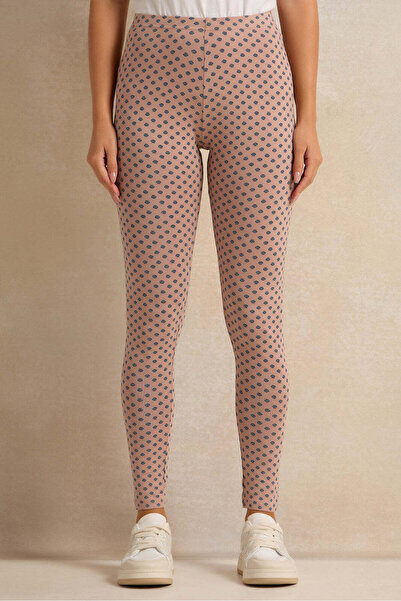 REDTAG Women Rust Printed Leggings