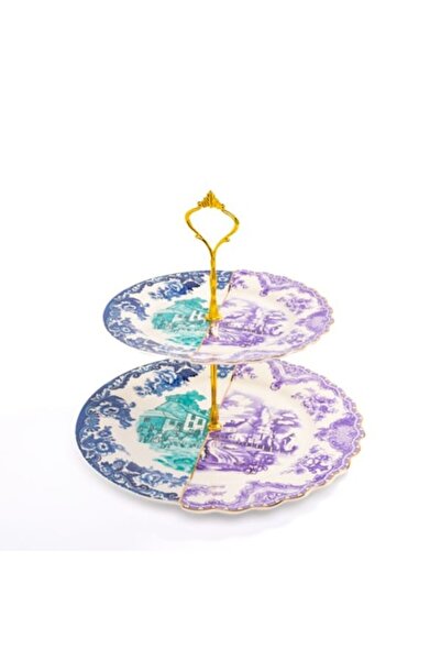 Malooki Suport pentru tort cu două niveluri, cu două modele (albastru și viol...