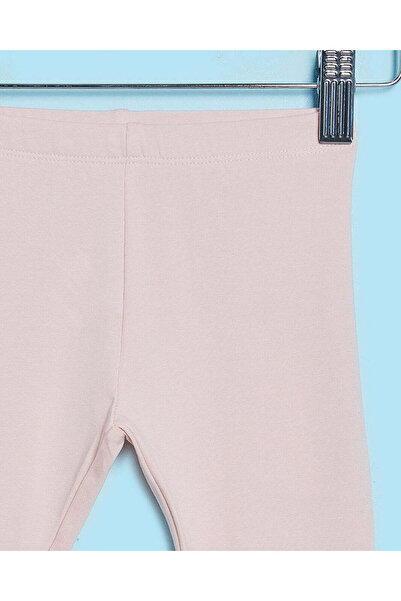 REDTAG Infant Girls Apricot Plain Leggings With Bow Hem