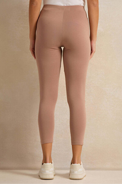 REDTAG Women Beige Plain Leggings Set (Pack Of 2)
