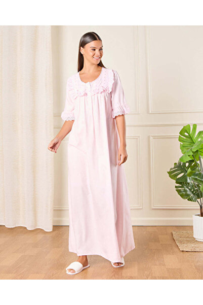 REDTAG قميص نوم نسائي وردي اللون مع تفاصيل الرقبة