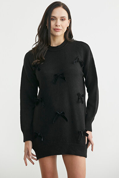 Sementa Ribbon Detailed Tunic Knitwear Sweater - Black