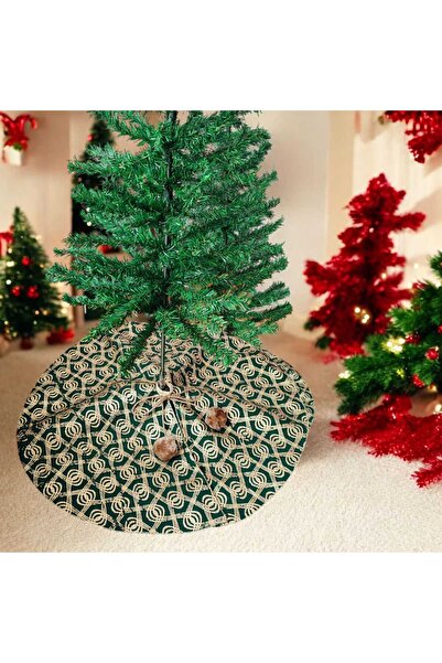 MODA NUR Christmas Pine Tree Underlay Cover, Pine Tree Foot Carpet Cover, Green Color, Patterned Perforated Fabric, 65 cm