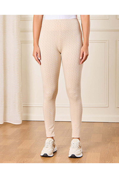 REDTAG Women Beige Printed Leggings