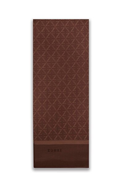 Zühre Monogram Patterned Brown Shawl 0053