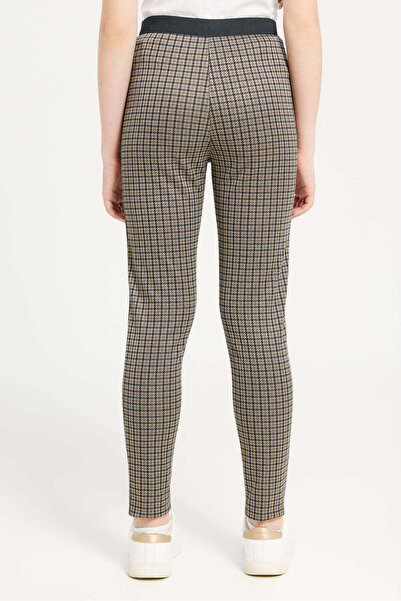 REDTAG Senior Girls Brown And Green Plaid Leggings