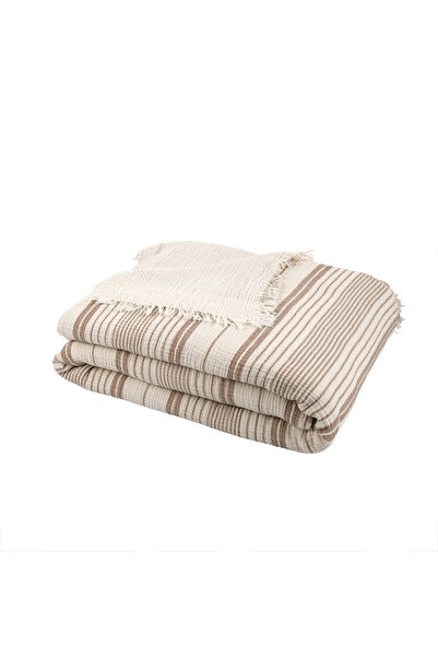 luxtex Striped, Double Size 4-Layer Muslin Bedspread, Sofa Cover, Blanket, Tv Blanket