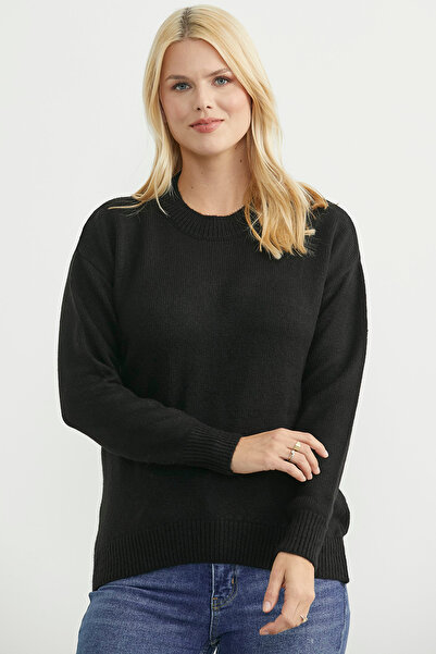 Sementa Oversized Front Verev Knitwear Sweater - Black