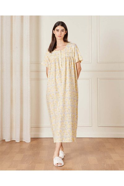 REDTAG Women Yellow Printed Nightgown