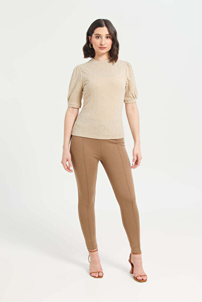 REDTAG Women Brown Single Pleated Leggings