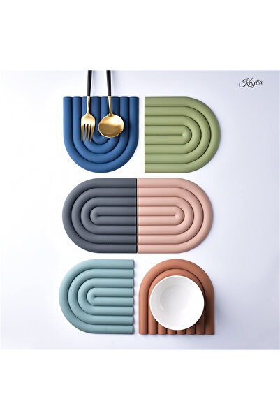 kaylia Set of 2 X Silicone Placemats - Anti-Slip, Protection, Placemat, Multicolor, 15x15cm