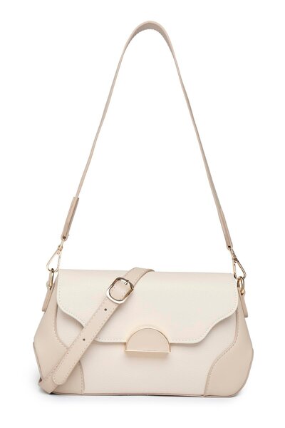 Zühre Beige Bag with Metal Buckle Detail Z0028