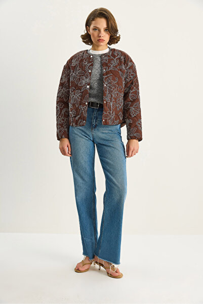 Bianco Lucci Kadın Nakışlı Cep Detaylı Astarlı Şişme Mont DM251002 60283739