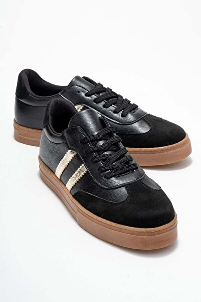 Lizy Shoes Pantofi sport de damă cu detaliu din piele întoarsă neagră