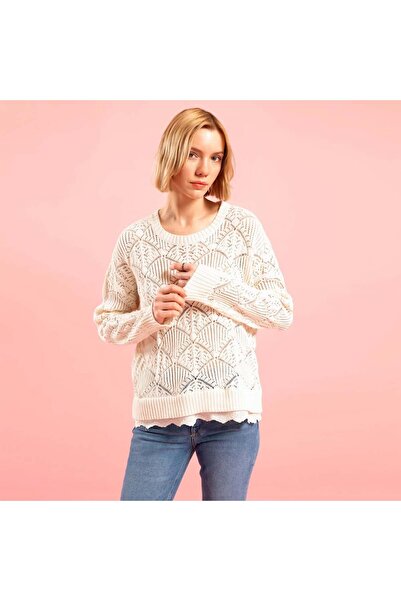Lal Triko Lace-Like Knit Knitwear Bluse 11056