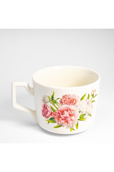 Malooki Set of 6 Cups and Saucers Malooki, Carnation Flowers, Intense Pink, 200ml