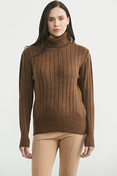 Sementa Tam Balıkçı Thick Corded Fabric Knitwear Sweater - Brown