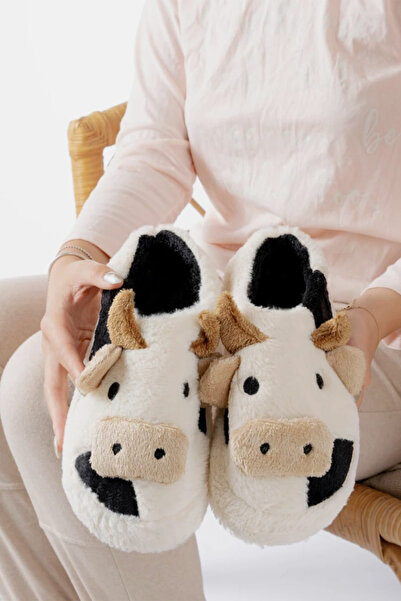morscho Comfortable, Non-Slip, Soundless Indoor Slippers with a Cow Figure an...