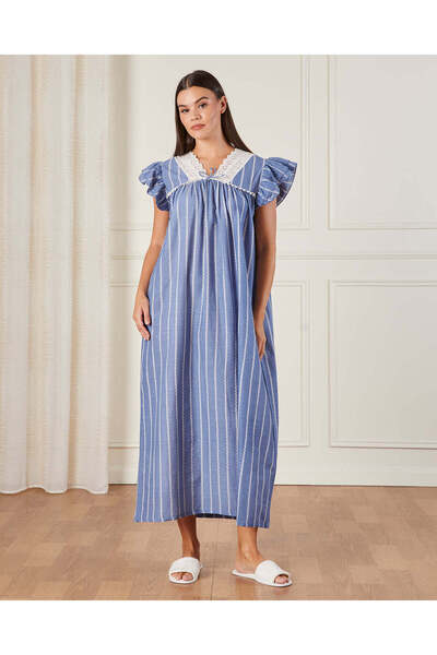 REDTAG قميص نوم نسائي أزرق بأكمام قصيرة