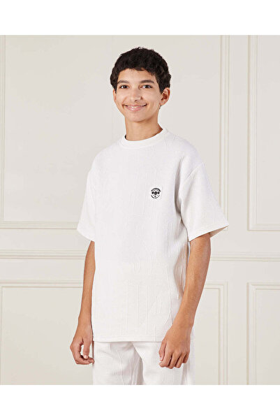 REDTAG Senior Boys White Jacquard Casual Set (2 Piece)