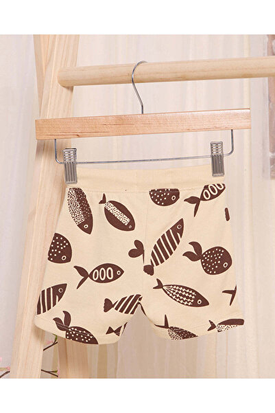 REDTAG Infant Boys Cream Fish Printed Active Shorts