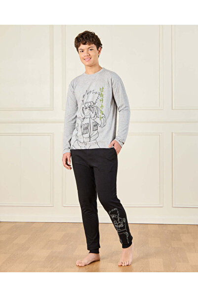 REDTAG طقم بدلة نوم ناروتو رمادية اللون للأولاد الكبار (قطعتين)