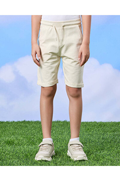 REDTAG Boys Cream Elasticated Waist Active Shorts