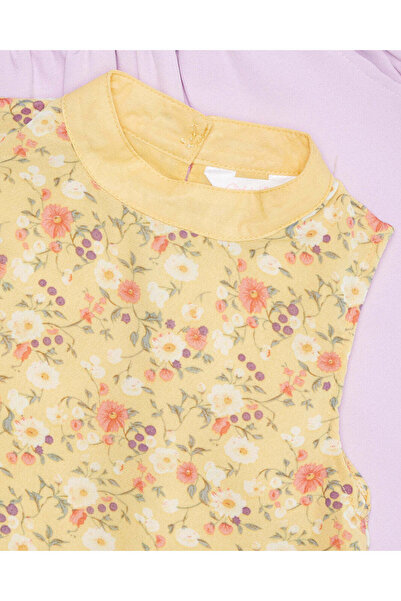 REDTAG Girls Mustard And Lilac Printed Casual Set (2 Piece)