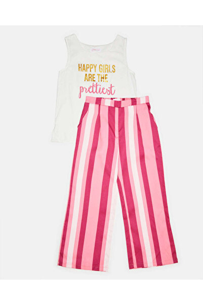 REDTAG Girls White And Pink Casual Set (2 Piece)