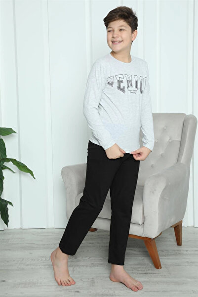 alfa expres Clothing Boys' Combed Cotton Pajama Set Gray