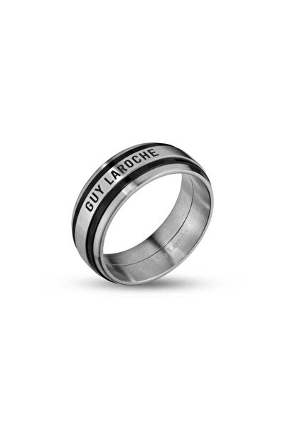 Guy Laroche خاتم رجالي فضي وأسود