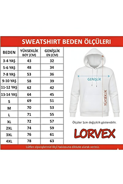 LORVEX Erkek Çocuk Kapüşonlu Takım KİNG CROWN Baskılı 3 İplik Şardonlu Sweatshirt - Eşofman Takım